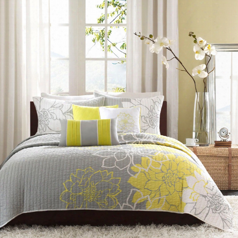 Madison Park Lola 6 Piece Quilted Coverlet Set In Yellow