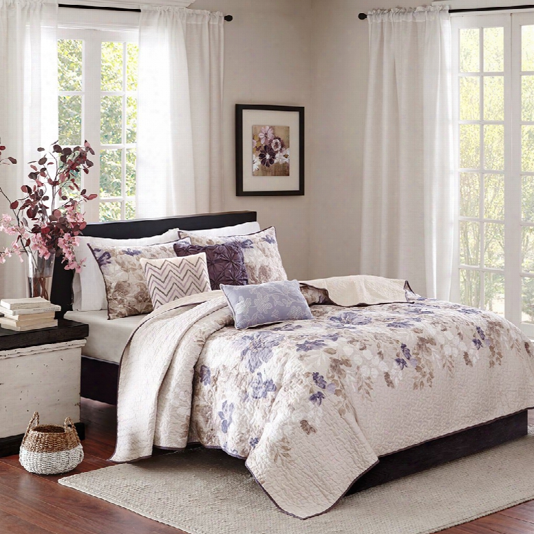 Madison Park Luna 6 Piece Quilted Coverlet Set In Taupe