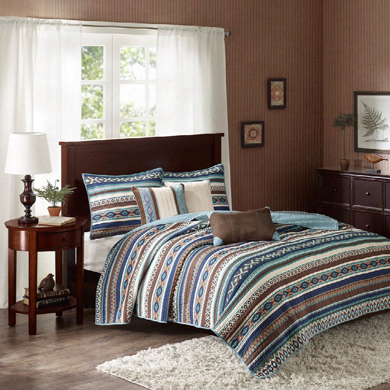 Madison Park Malone 6 Piece Quilted Coverlet Set In Blue