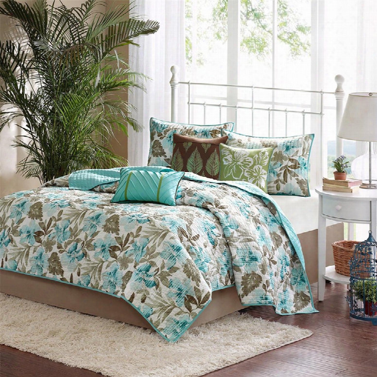 Madison Park Martinique 6 Piece Coverlet Set In Teal