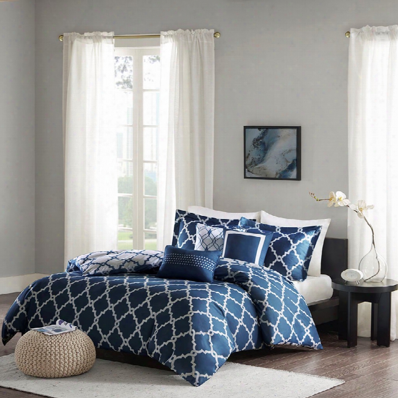 Madison Park Merritt 6 Piece Duvet Cover Set In Navy