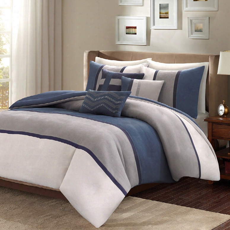 Madison Park Palisades 6 Piece Duvet Cover Set In Blue