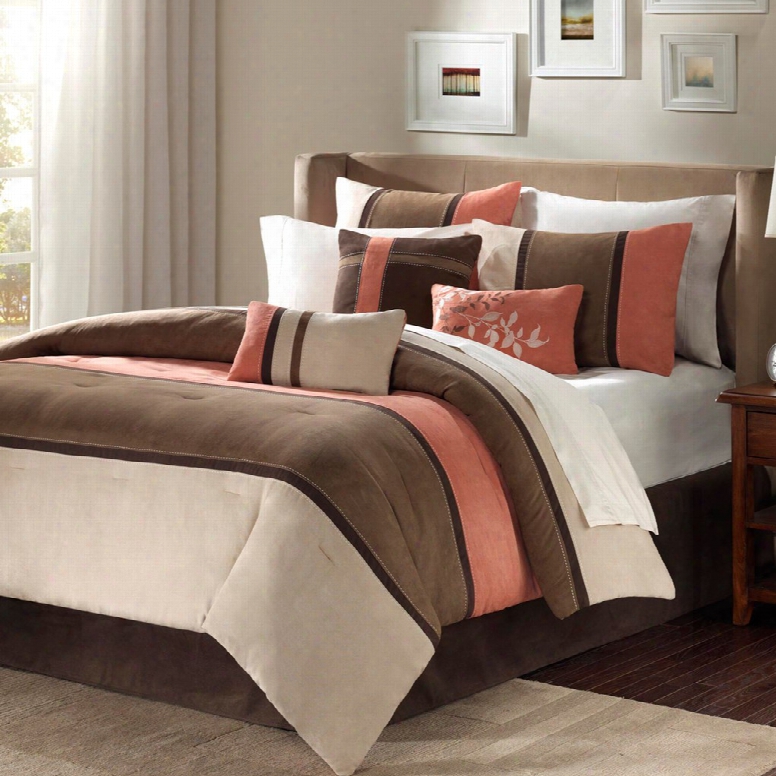 Madison Park Palisades 7 Piece Comforter Set In Coral
