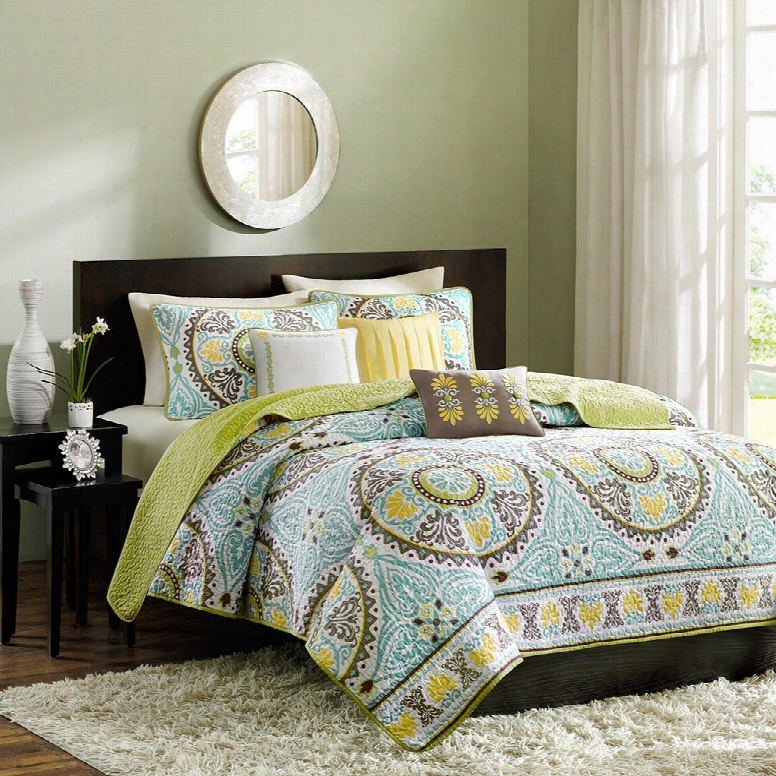 Madison Park Samara 6 Piece Coverlet Set In Blue