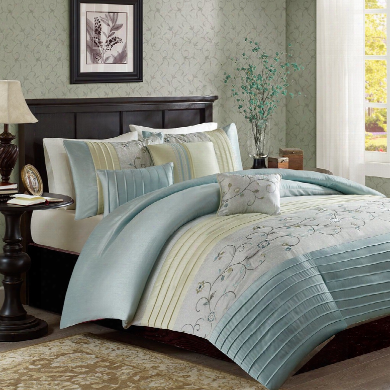 Madison Park Serene 6 Piece Embroidered Duvet Cover Set In Aqua