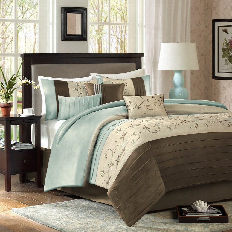 Madison Park Serene 7 Piece Comforter Set In Blue