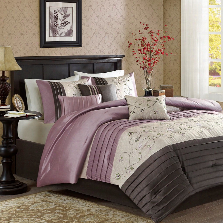 Madison Park Serene 7 Piece Comforter Set In Purple