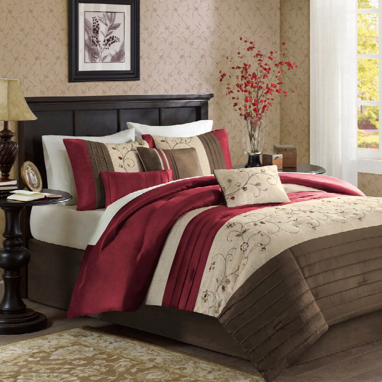 Madison Park Serene 7 Piece Comforter Set In Red