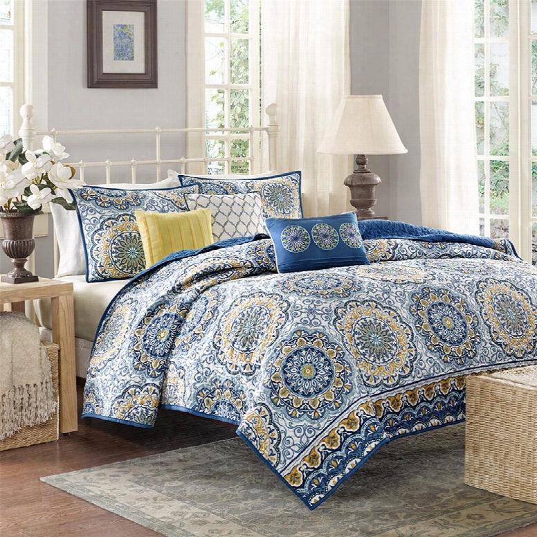 Madison Park Tangiers 6 Piece Coverlet Set In Blue