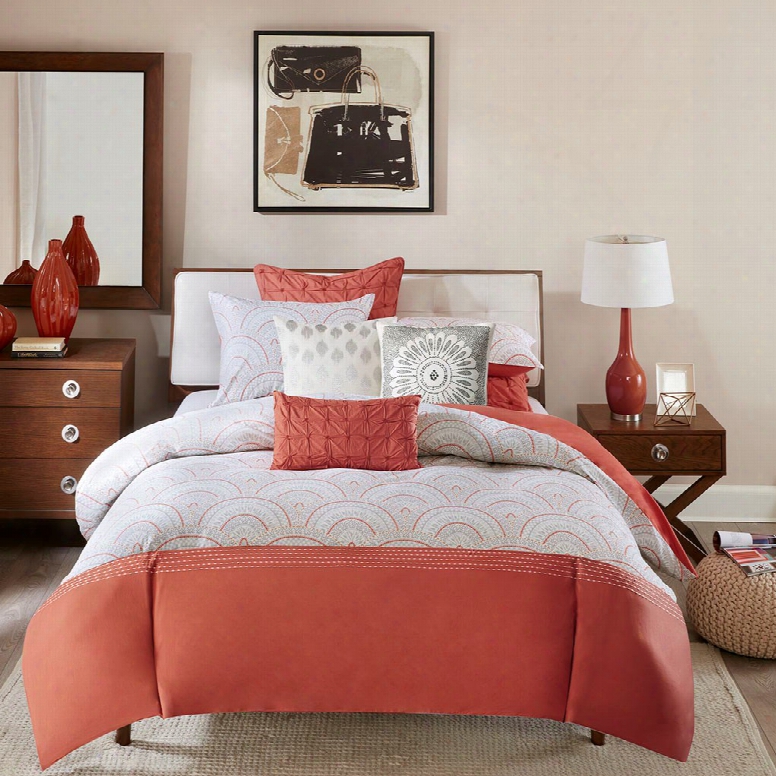 Ink & Ivy Muriel 3 Piece Coral Duvet Cover Mini Set