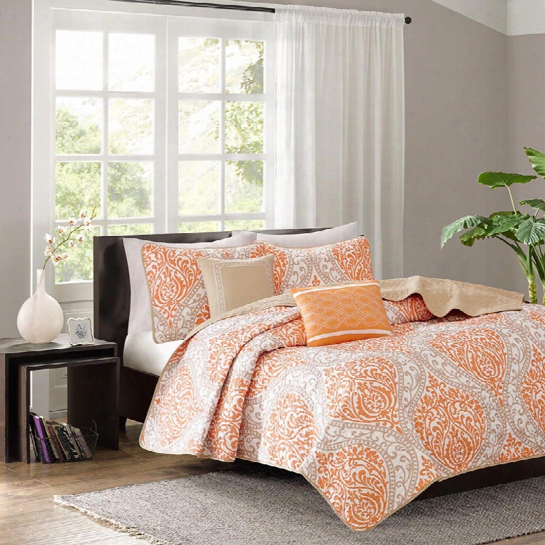 Intelligent Design Senna Coverlet/sham Set In Orange