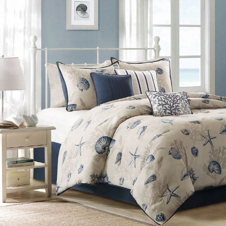 Madison Park Bayside 7 Piece Comforter Set In Blue