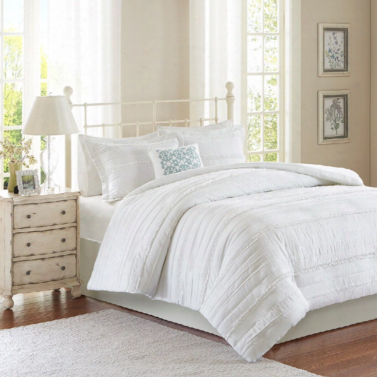 Madison Park Celeste 4 Piece 2-in-1 Duvet Set In White