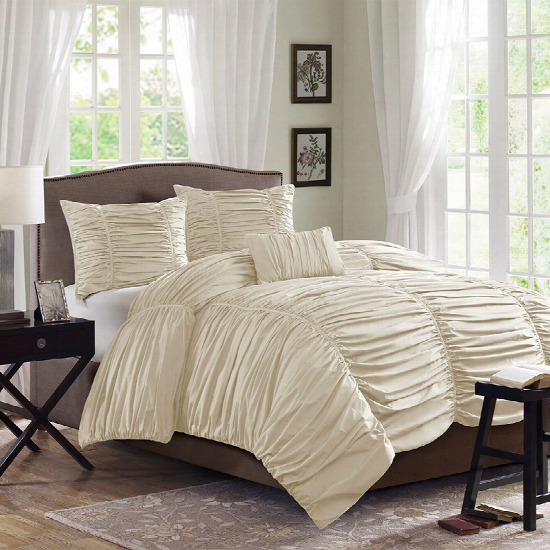 Madison Park Delancey 4 Piece Duvet Set In Khaki