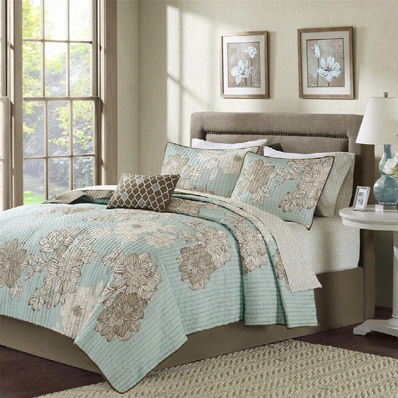 Madison Park Essentials Avalon Completed Coverlet And Sheet Set In Blue