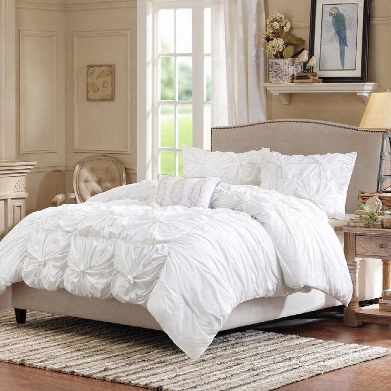 Madison Park Harlow 4 Piece Comforter Set In White