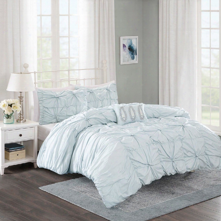 Madison Park Harlow 4 Piece Duvet Cover Set In Seafoam