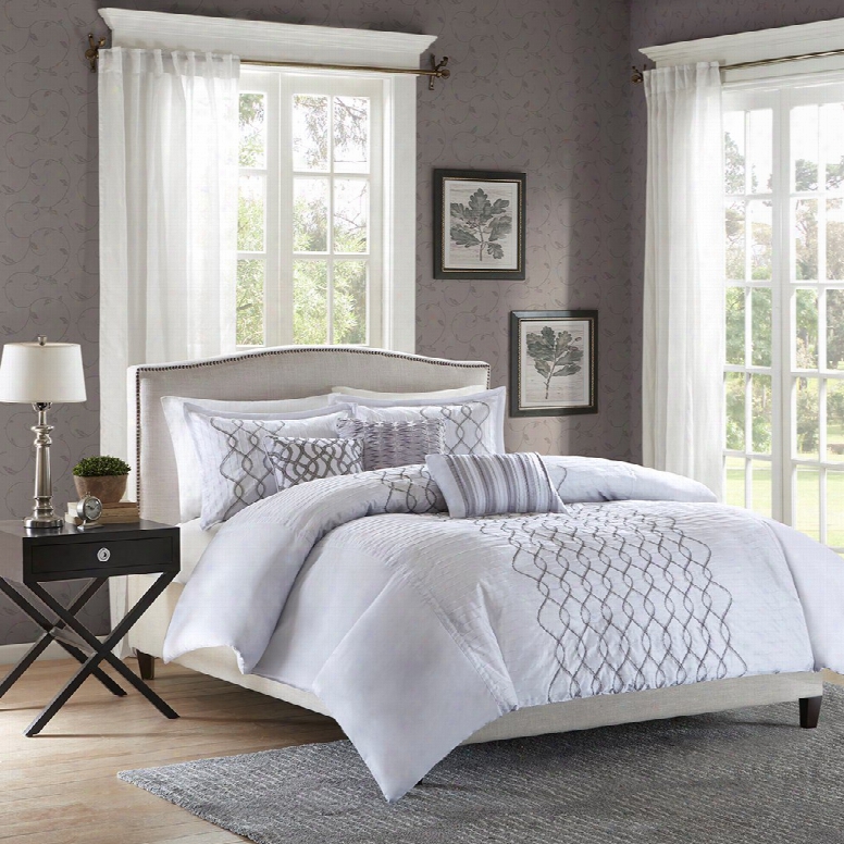 Madison Park Iris 6 Piece Duvet Cover Set In Silver