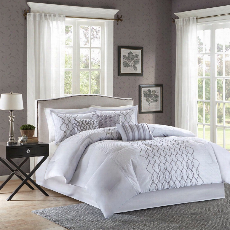 Madison Park Iris 7 Piece Silver Comforter Set