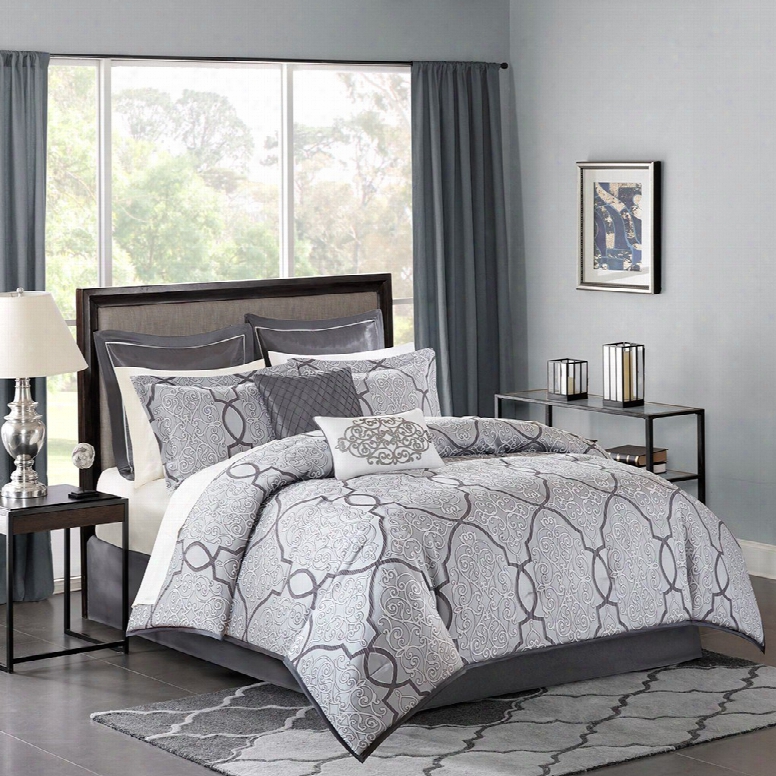 Madison Park Lavine 12 Piece Complete Bed Set In Silver