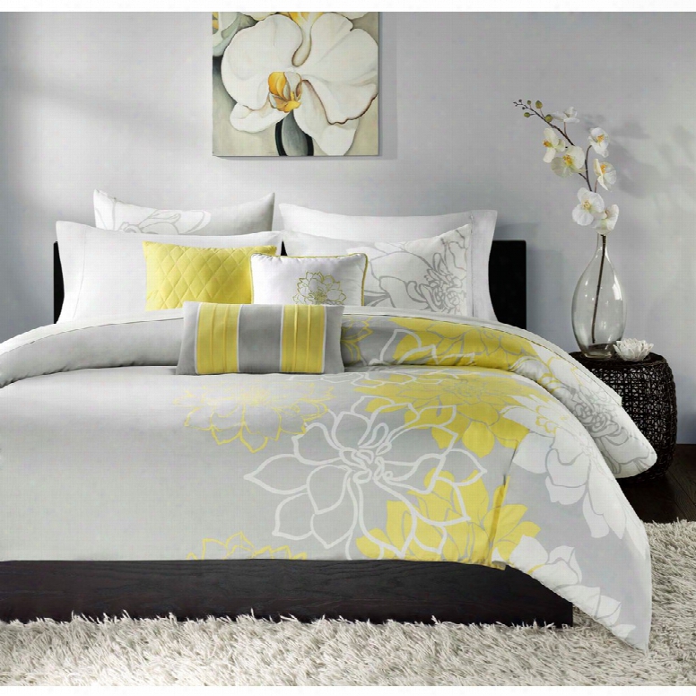 Madison Park Lola 6 Piece Printed Duvet Cover Set In Yellow