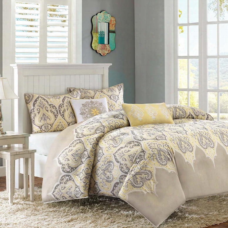 Madison Park Nisha 5 Piece Duvet Cover Set In Yellow