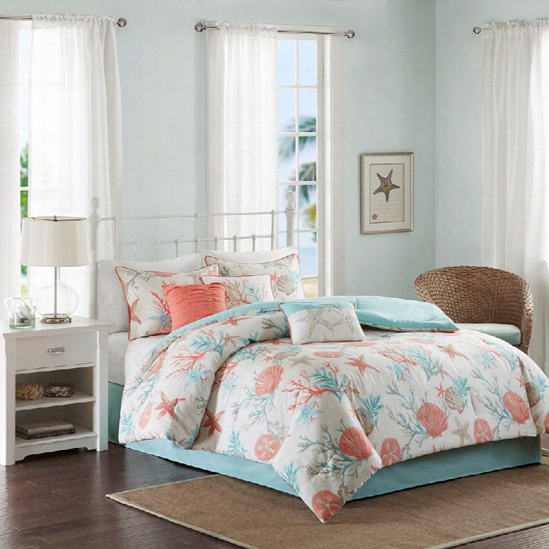 Madison Park Pebble Beach 7 Piece Comforter Set In Coral