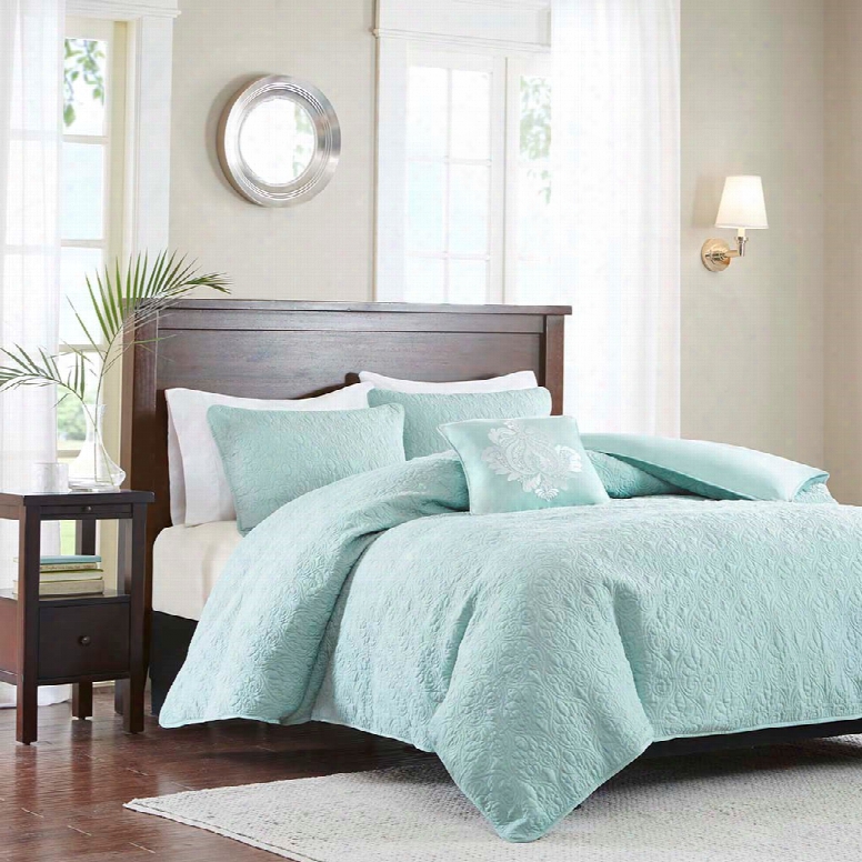 Madison Park Quebec 4 Piece 2-in-1 Duvet Set In Seafoam