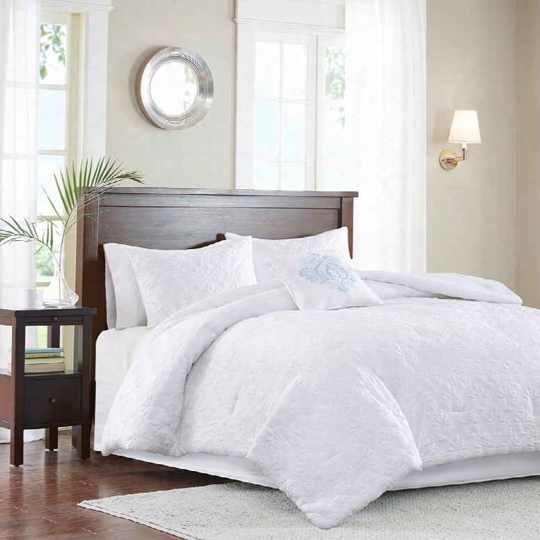 Madison Park Quebec 5 Piece Comforter Set In White