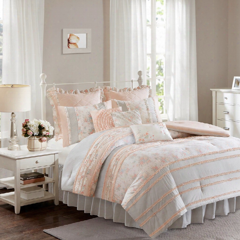 Madison Park Serendipity Cotton Percale Comforter Set In Coral