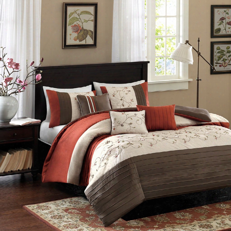 Madison Park Serene 6 Piece Duvet Cover Set In Orange