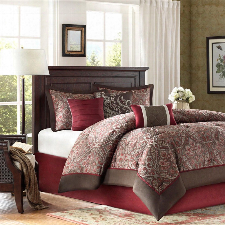 Madison Park Talbot 7 Piece Comforter Set In Red