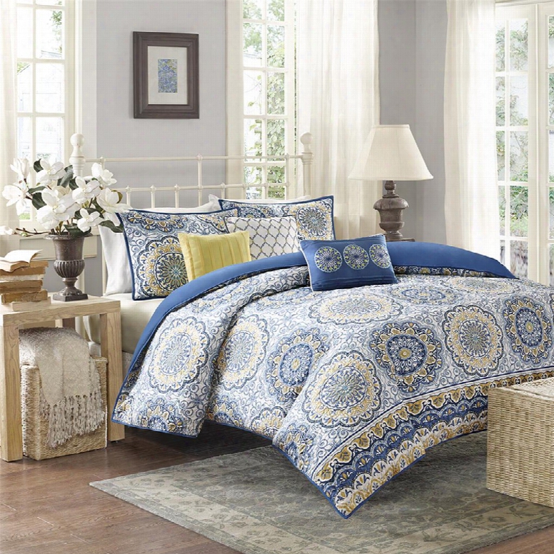 Madison Park Tangiers 6 Piece 2-in-1 Duvet Set In Blue