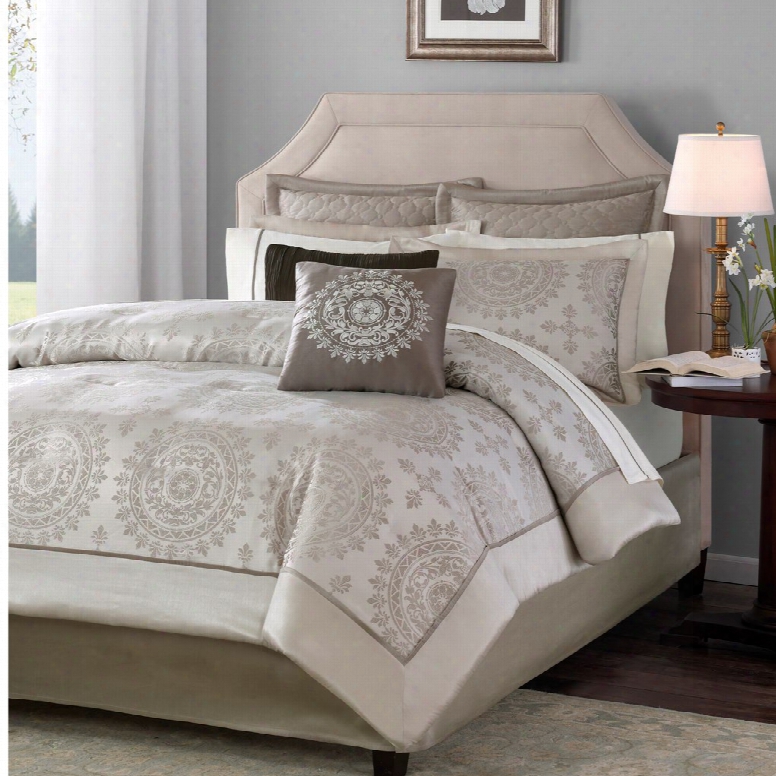 Madison Park Tiburon 12 Piece Complete Bed Set In Taupe