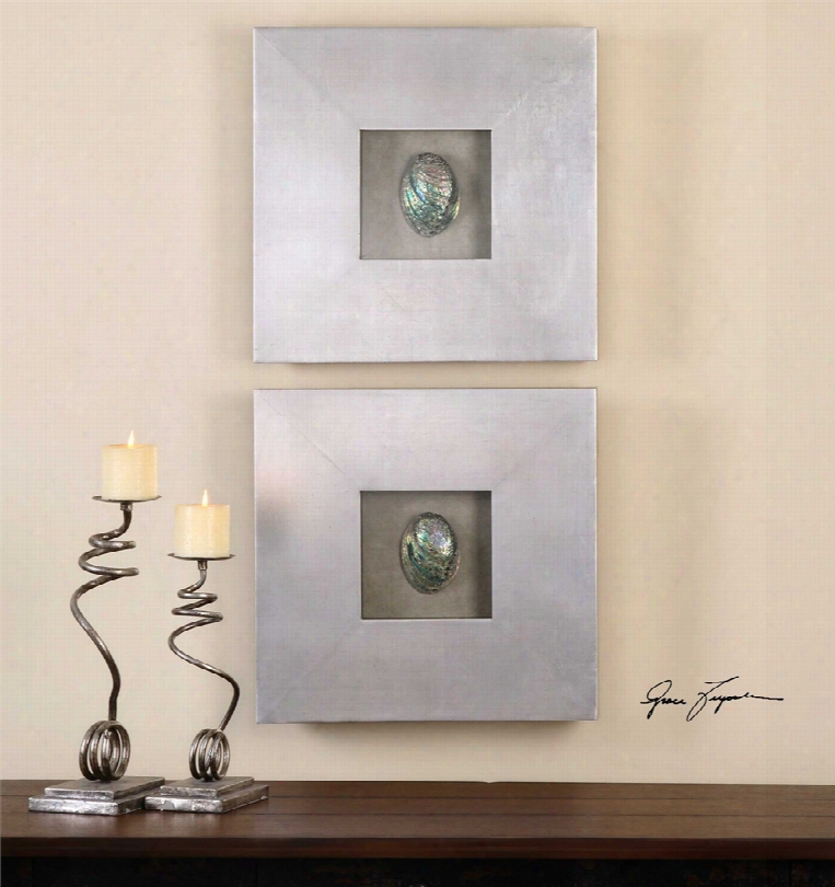 Uttermost Abalone Shells Wall Art Set Of 2 In Silver