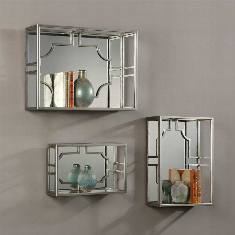 Uttermost Adoria Wall Shelves Set Of 3 In Silver