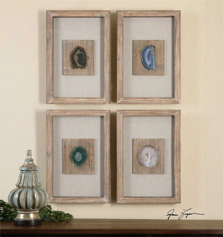 Uttermost Agate Stone Shadow Box Set Of 4