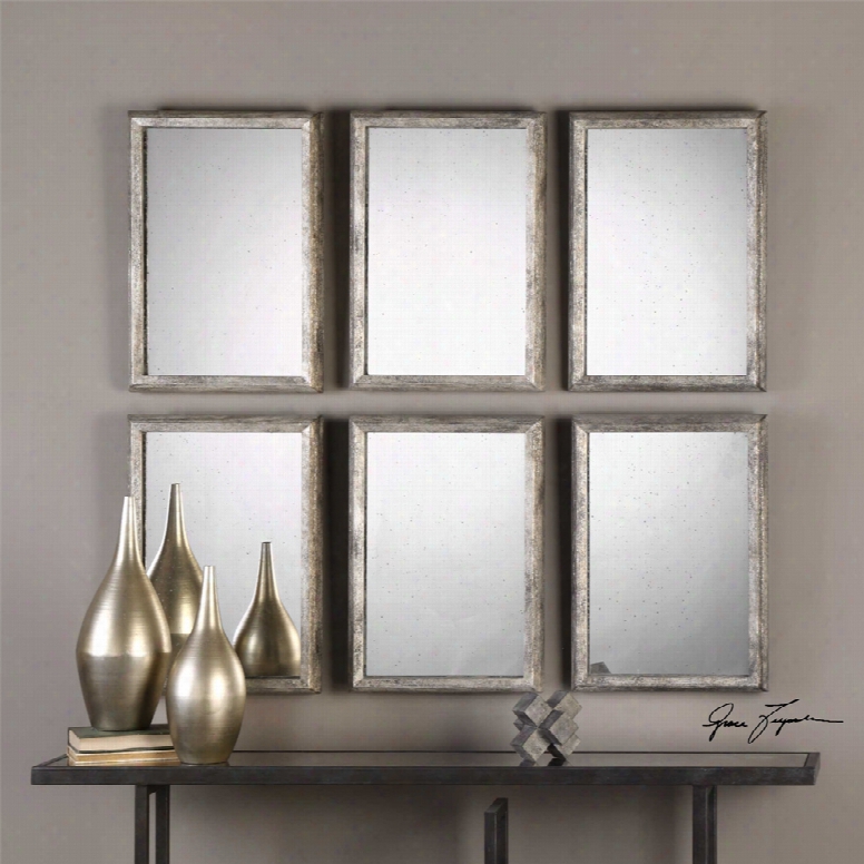Uttermost Alcona Mirrors Set Of 3 In Antiqued Silver