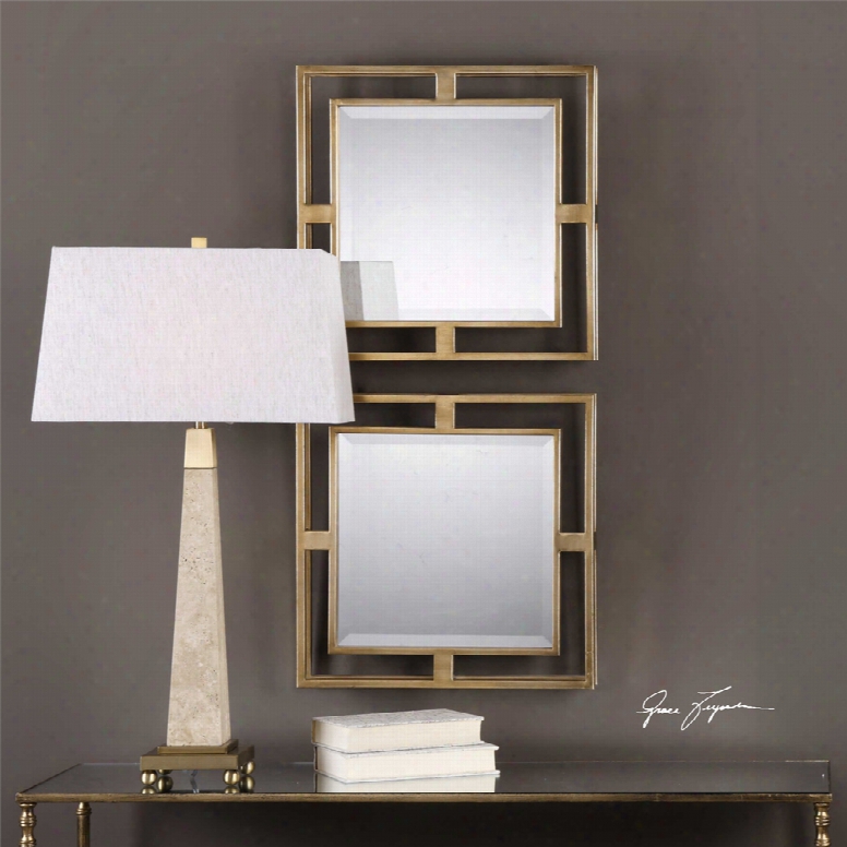 Uttermost Allick Square Mirrors Set Of 2 In Gold