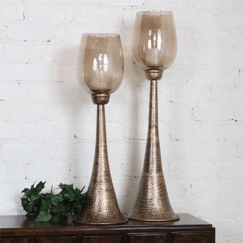 Uttermost Badal Antiqued Gold Candleholders Set Of 2