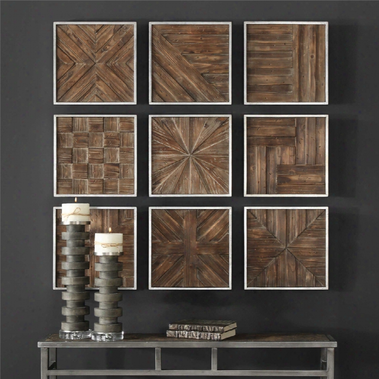 Uttermost Bryndle Rustic Wooden Squares Set Of 9