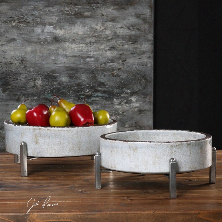 Uttermost Essie Bowls Set Of 2 In Pale Gray