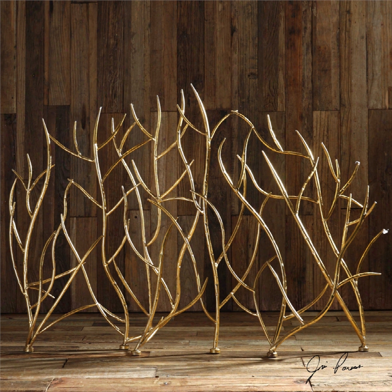Uttermst Gold Branches Decorative Fireplace Screen