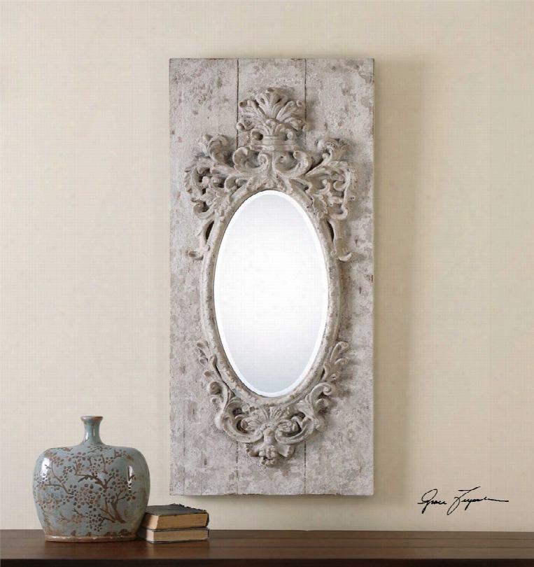 Uttermost Guardia Oval Mirror In Gray And Ivory