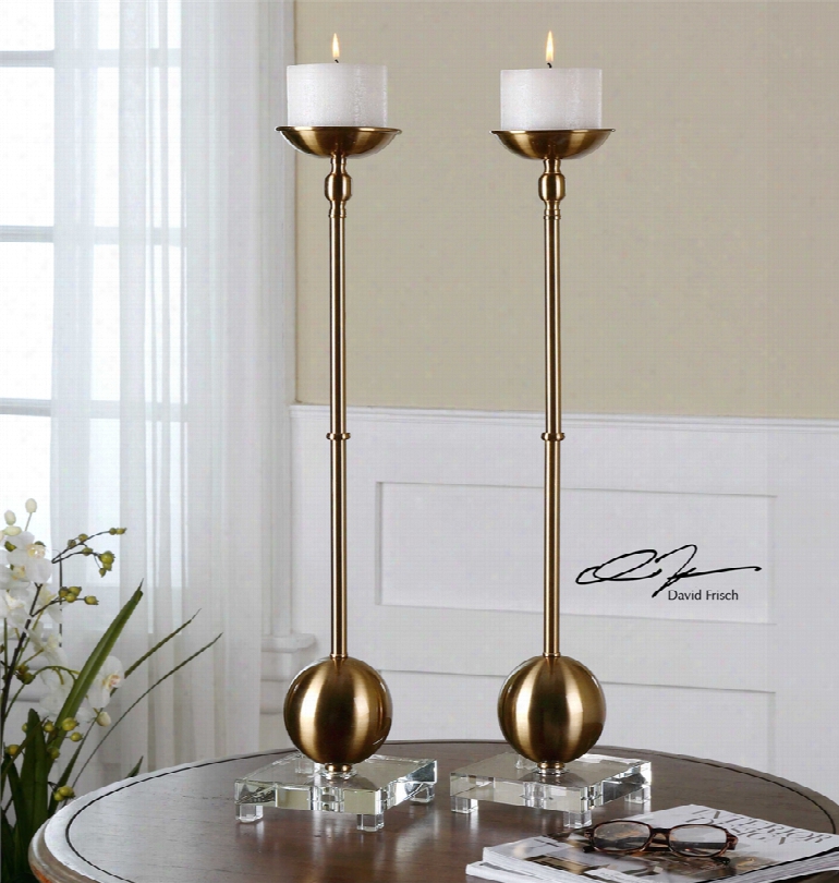 Uttermost Laton Candleholders Set Of 2 In Brass