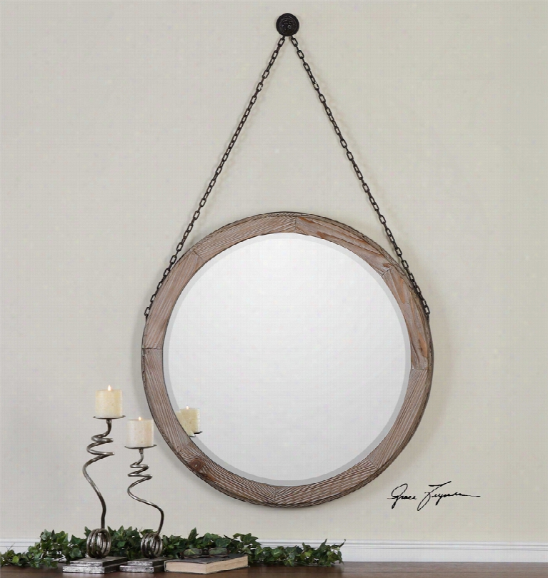 Uttermost Loughlin Round Wood Mirror