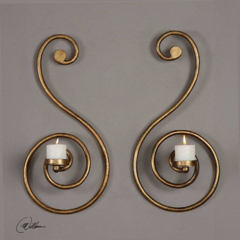 Uttermost Lucetta Gold Scroll Wall Sconces Set Of 2