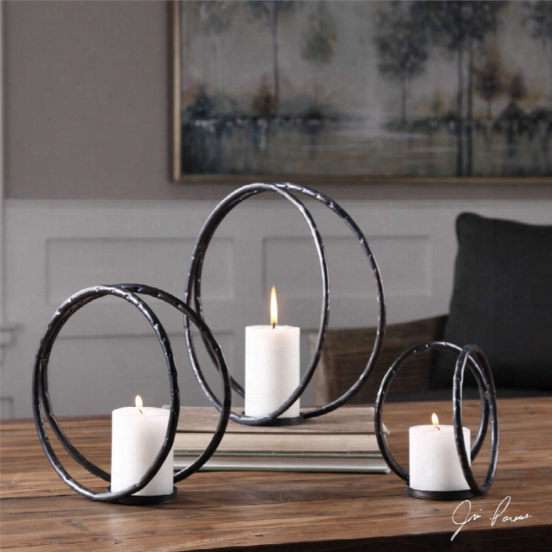 Uttermost Pina Curved Metal Candleholders Set Of 3