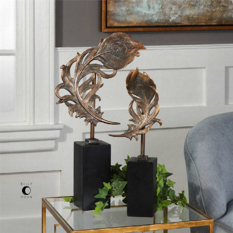 Uttermost Quill Feathers Sculpture Set Of 2