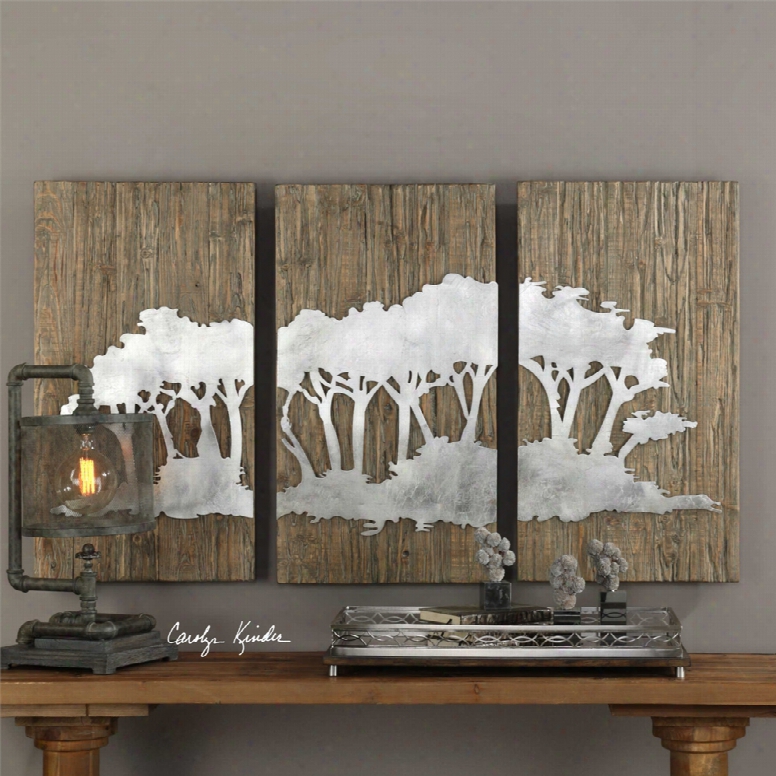 Uttermost Safari Views Wall Art Set Of 3 In Silver